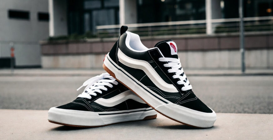 Premium Vans shoes displayed in a modern urban setting, showcasing high-quality materials, classic design, and comfortable construction suitable for everyday wear in Germany.
