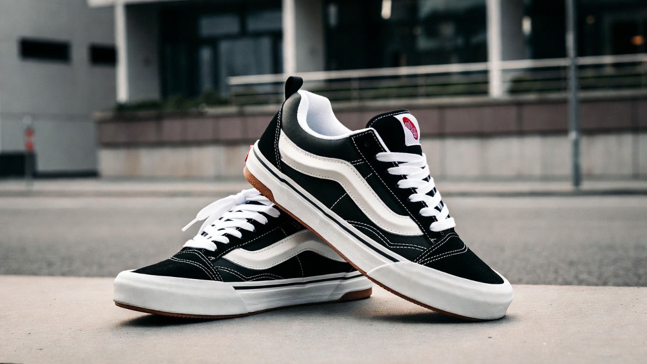 Premium Vans shoes displayed in a modern urban setting, showcasing high-quality materials, classic design, and comfortable construction suitable for everyday wear in Germany.