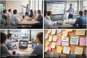 German corporate team in a lessons learned workshop