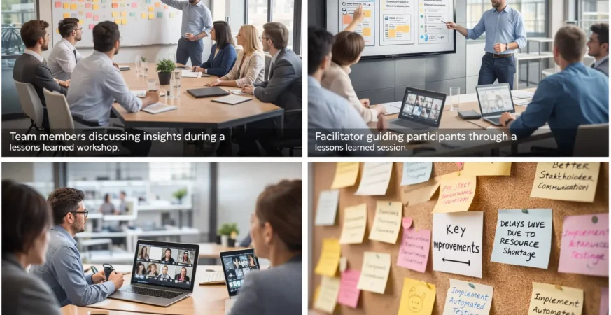 German corporate team in a lessons learned workshop