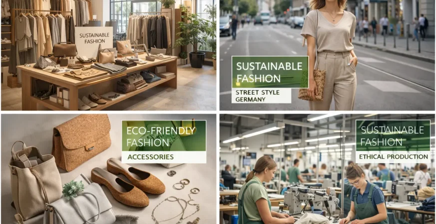 German boutique displaying sustainable clothing and eco-friendly accessories