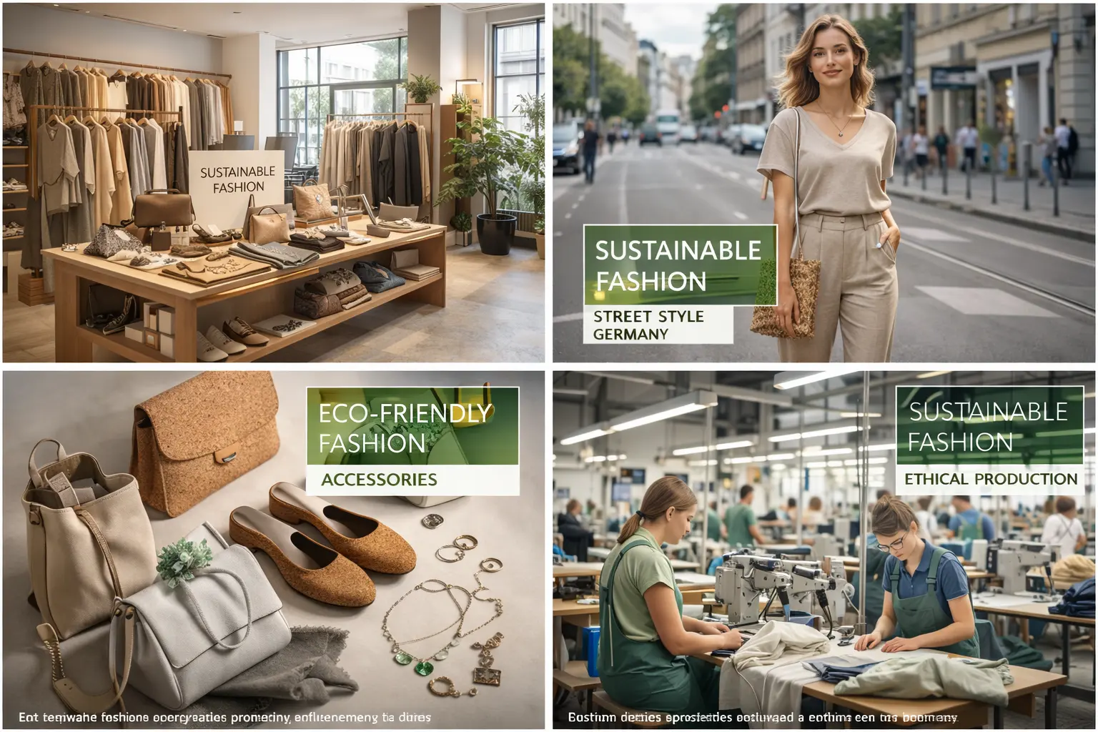 German boutique displaying sustainable clothing and eco-friendly accessories