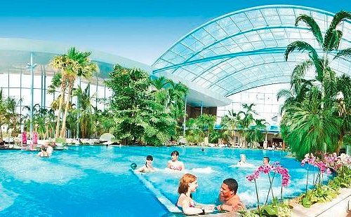 Modern wellness spa in Germany with sauna, natural lighting, and relaxing interior designed for holistic health and stress relief.