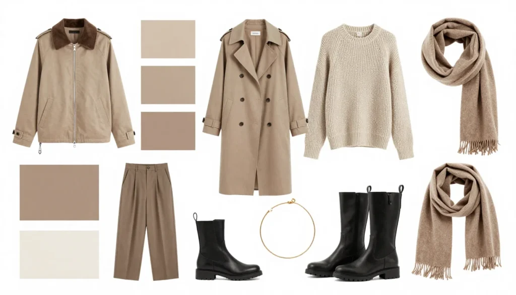 Stylish men’s outerwear Germany mood board with winter color palette