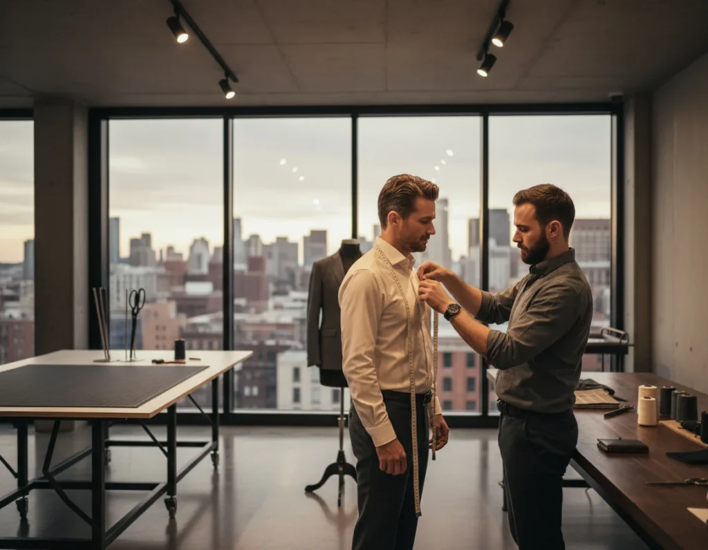 Tailor measuring slim fit suit for men perfect fit guide