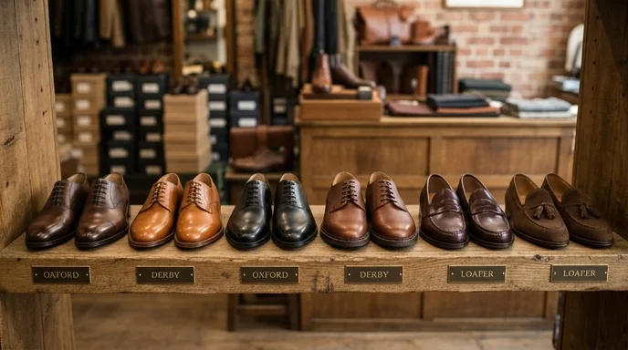 German leather shoe styles comparison Oxford Derby loafer collection