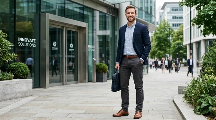 Professional business casual outfit for men in Germany complete look