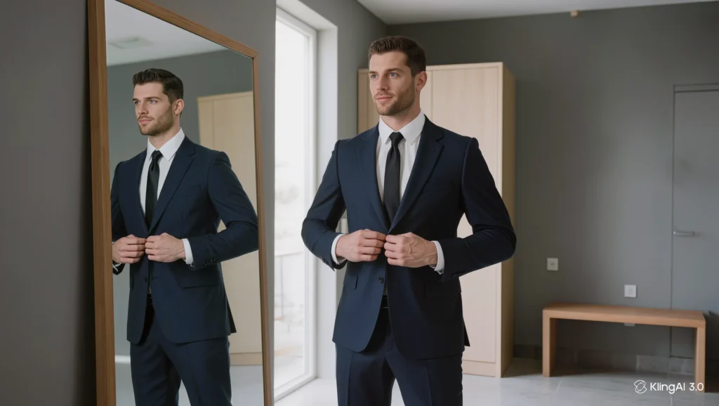 Modern slim fit suit confidence professional style